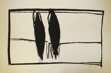 Linocut Hernandez Pijuan - Des de la finestra II (From the Window II)