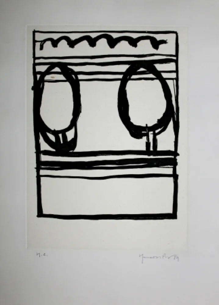 Aquatint Hernandez Pijuan - Dos arbres i núvol