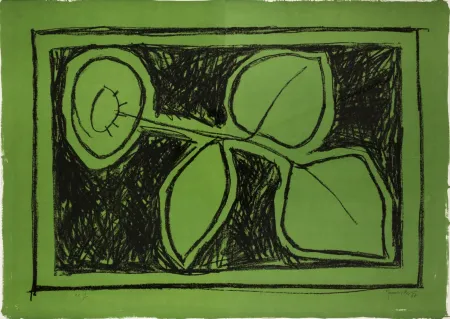 Lithograph Hernandez Pijuan - Flor verde