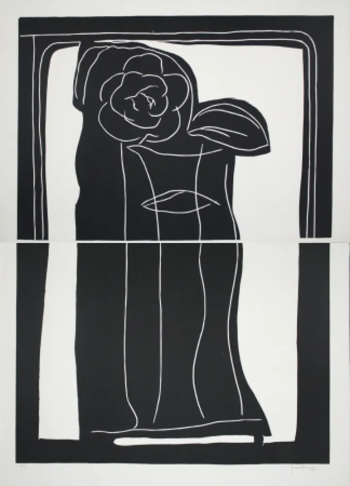 Linocut Hernandez Pijuan - Gerro amb flors / Vase with Flowers