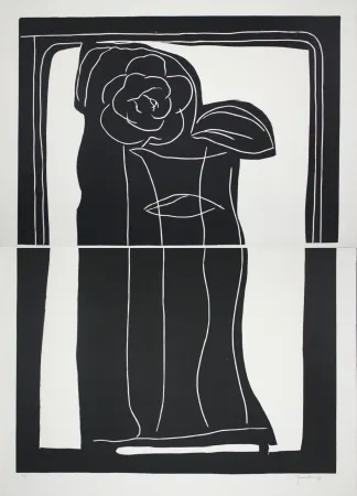 Linocut Hernandez Pijuan - Gerro amb flors / Vase with Flowers