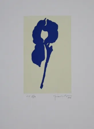 Aquatint Hernandez Pijuan - Iris blau VIII / Blue Iris VIII