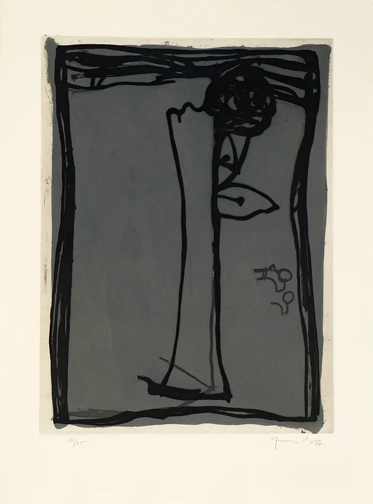 Etching Hernandez Pijuan - Jarro con rosa