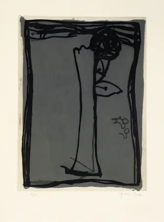 Etching Hernandez Pijuan - Jarro con rosa