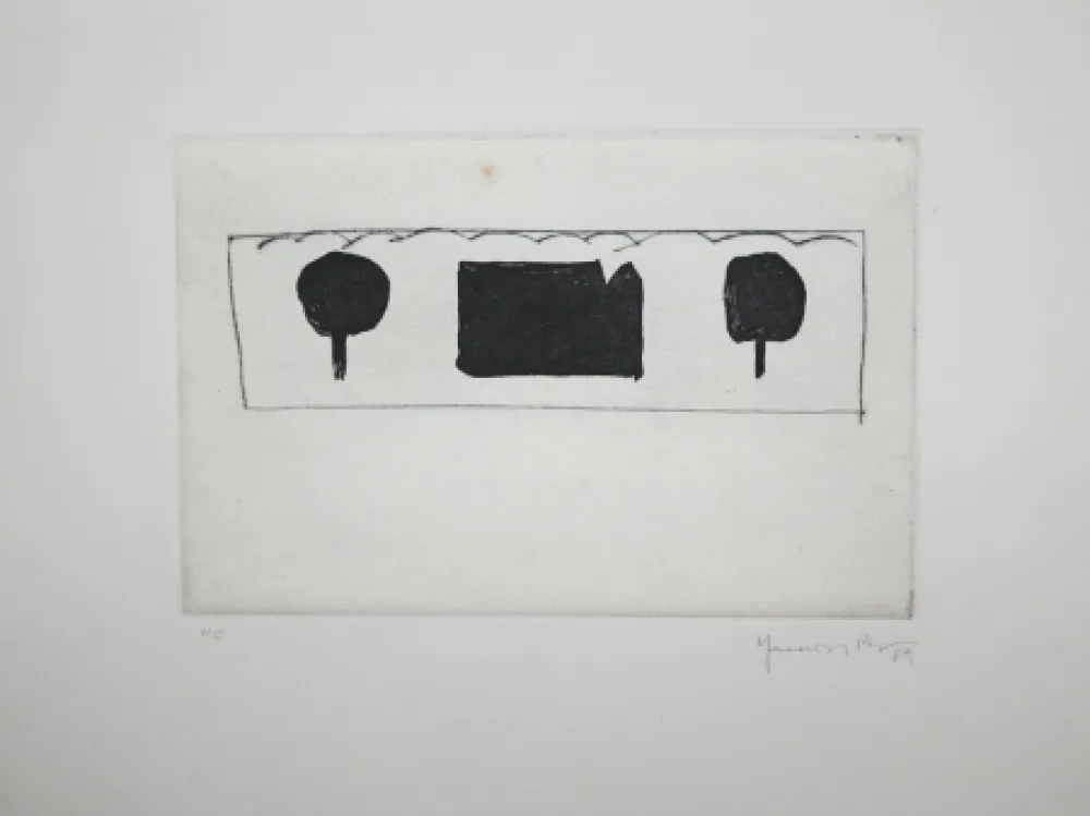 Etching And Aquatint Hernandez Pijuan - La casa de les moreres 1