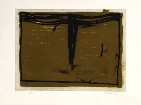 Etching Hernandez Pijuan - Paisaje con ciprés