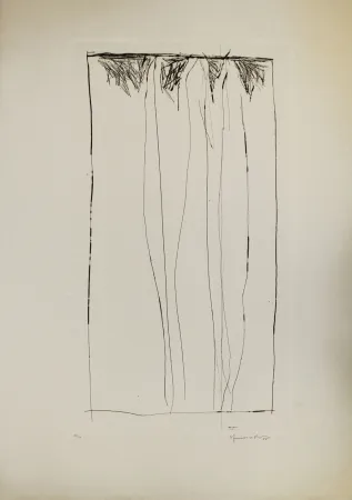 Drypoint Hernandez Pijuan - Tres xiprers (Three Cypresses)
