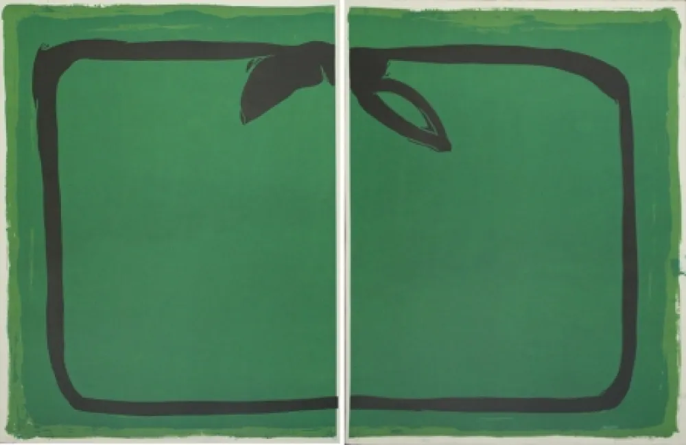 Lithograph Hernandez Pijuan - Verd i orla negra / Green, and black border