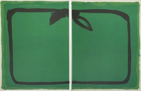 Lithograph Hernandez Pijuan - Verd i orla negra / Green, and black border