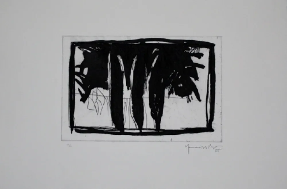 Etching And Aquatint Hernandez Pijuan - Xiprers al claustre / Cypresses in the Cloister