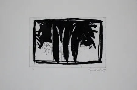 Etching And Aquatint Hernandez Pijuan - Xiprers al claustre / Cypresses in the Cloister