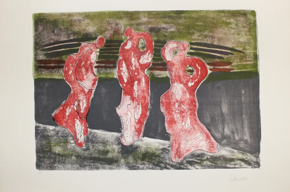 Lithograph Herold - Drei Figuren