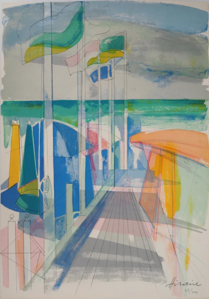 Lithograph Hilaire - Cavalier entrant dans la forêt