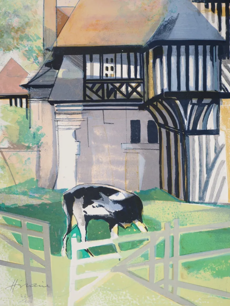 Lithograph Hilaire - Maison normande à colombage