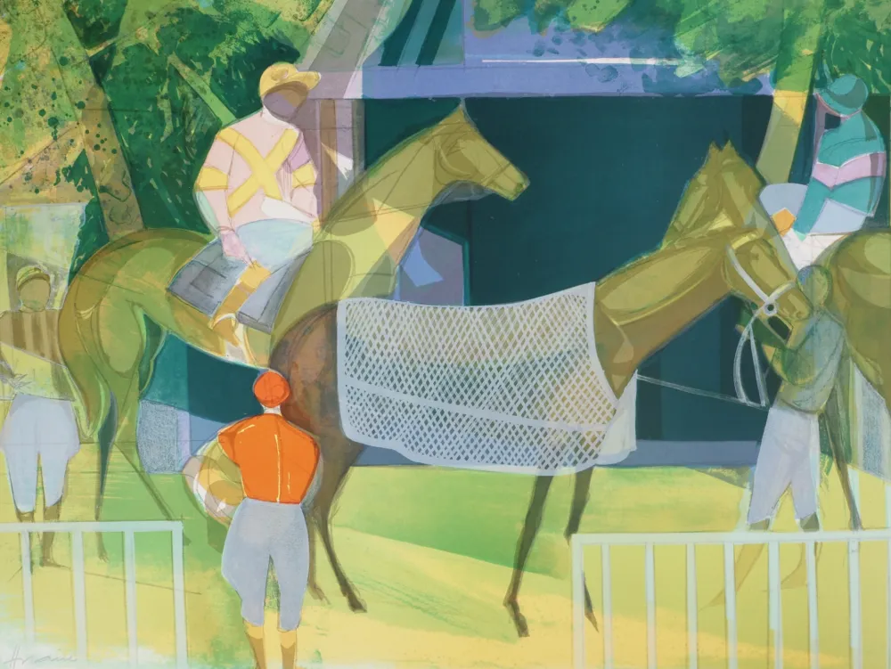 Lithograph Hilaire - Normandie, Le centre équestre