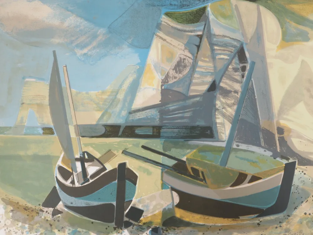 Lithograph Hilaire - Normandie, les falaises d'Etretat