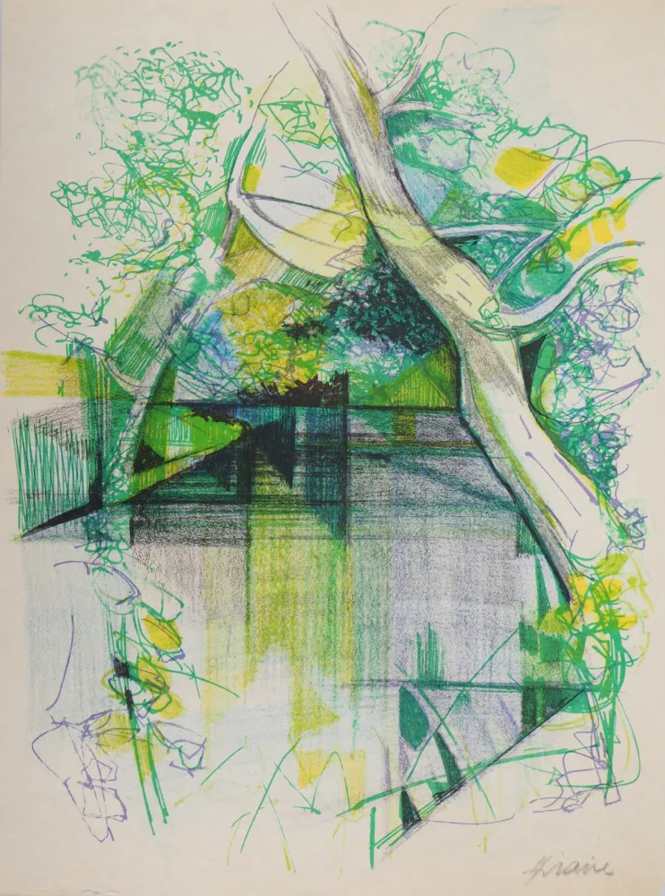 Lithograph Hilaire - Printemps en Alsace (la Moder près de Haguenau)