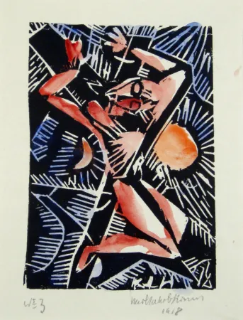 Woodcut Hirsch - Christus am Kreuz (Christ on the cross)