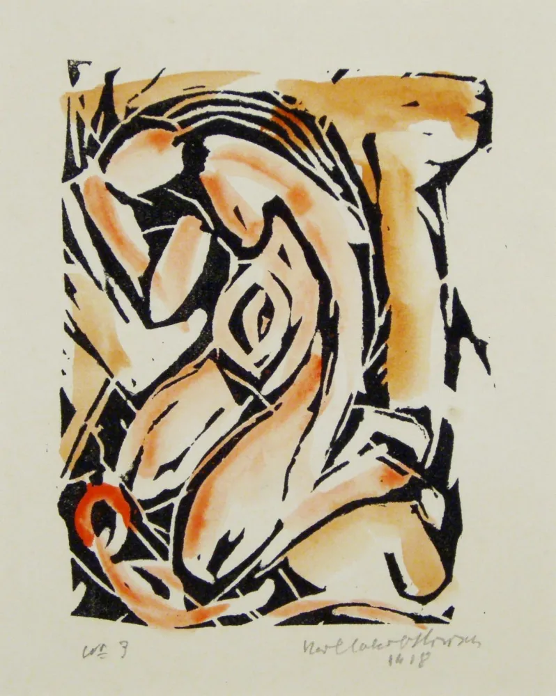 Woodcut Hirsch - Madonna