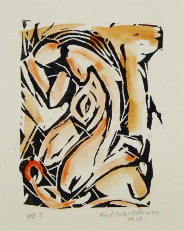 Woodcut Hirsch - Madonna