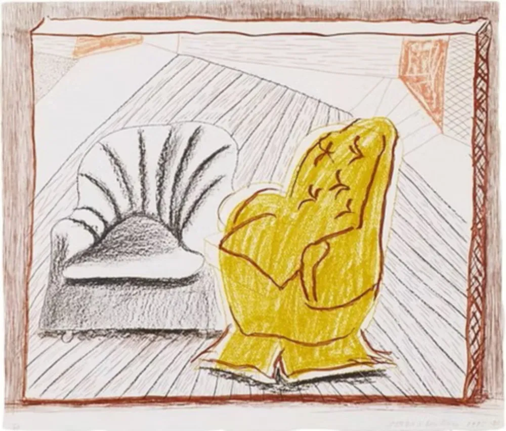 Lithograph Hockney - A Picture of Two Chairs