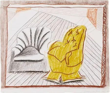 Lithograph Hockney - A Picture of Two Chairs