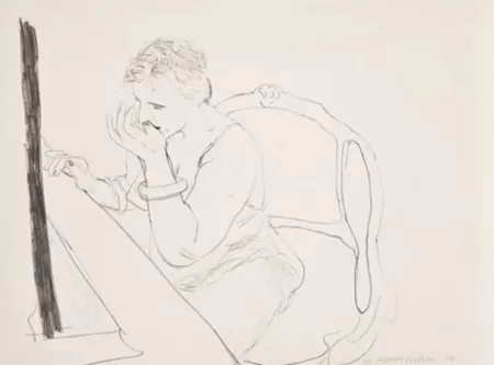 Lithograph Hockney - Celia Adjusting Her Eyelash