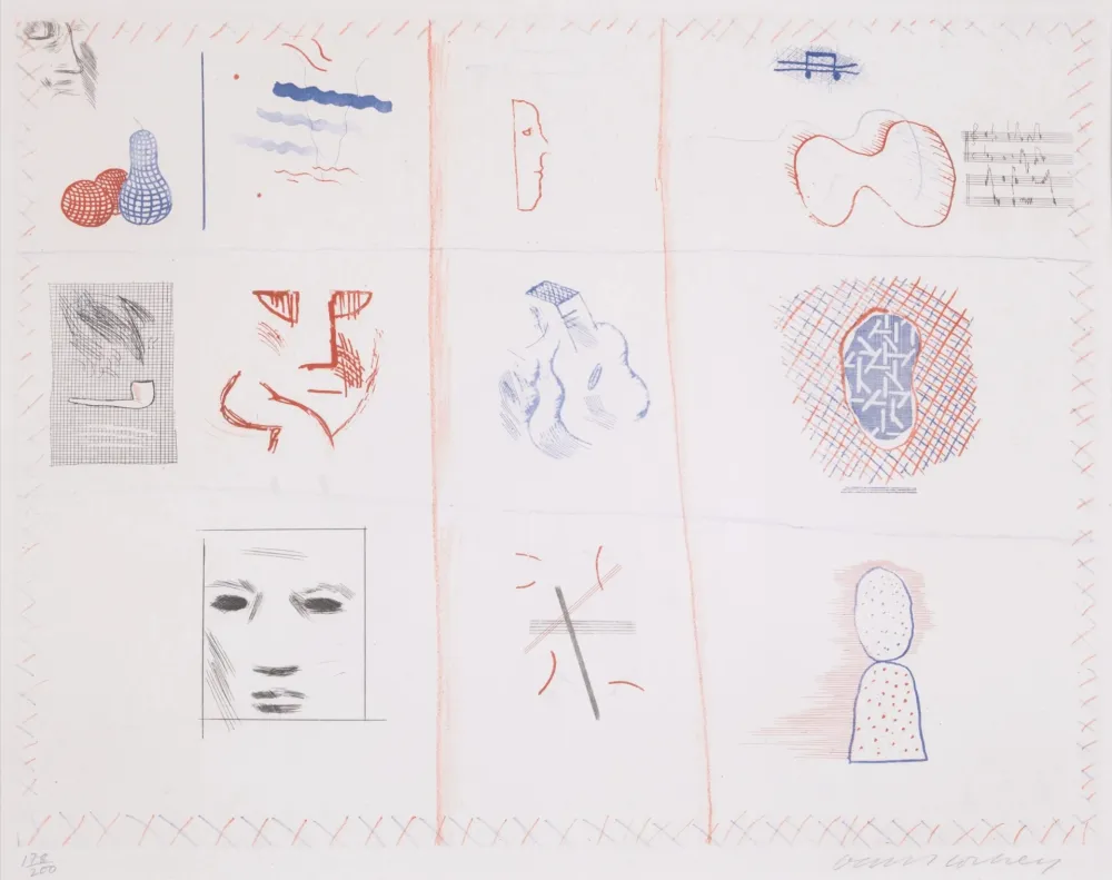 Etching And Aquatint Hockney - Franco-American Mail (from The Blue Guitar)