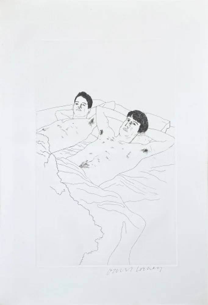 Etching And Aquatint Hockney - Illustrations for Fourteen Poems from C.P. Cavafy: In Despair