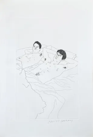 Etching And Aquatint Hockney - Illustrations for Fourteen Poems from C.P. Cavafy: In Despair