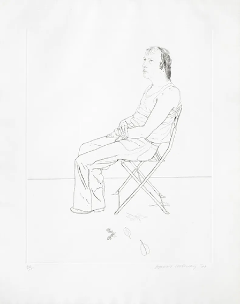 Etching Hockney - Mo with Five Leaves