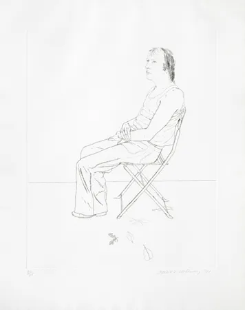 Etching Hockney - Mo with Five Leaves