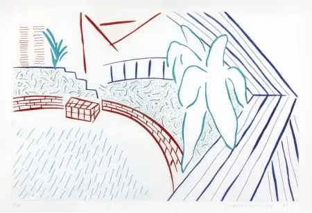 Aquatint Hockney - My pool and terrace