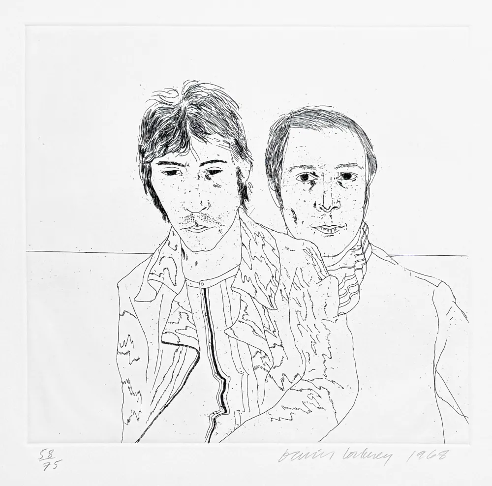 Engraving Hockney -  Ossie and Mo