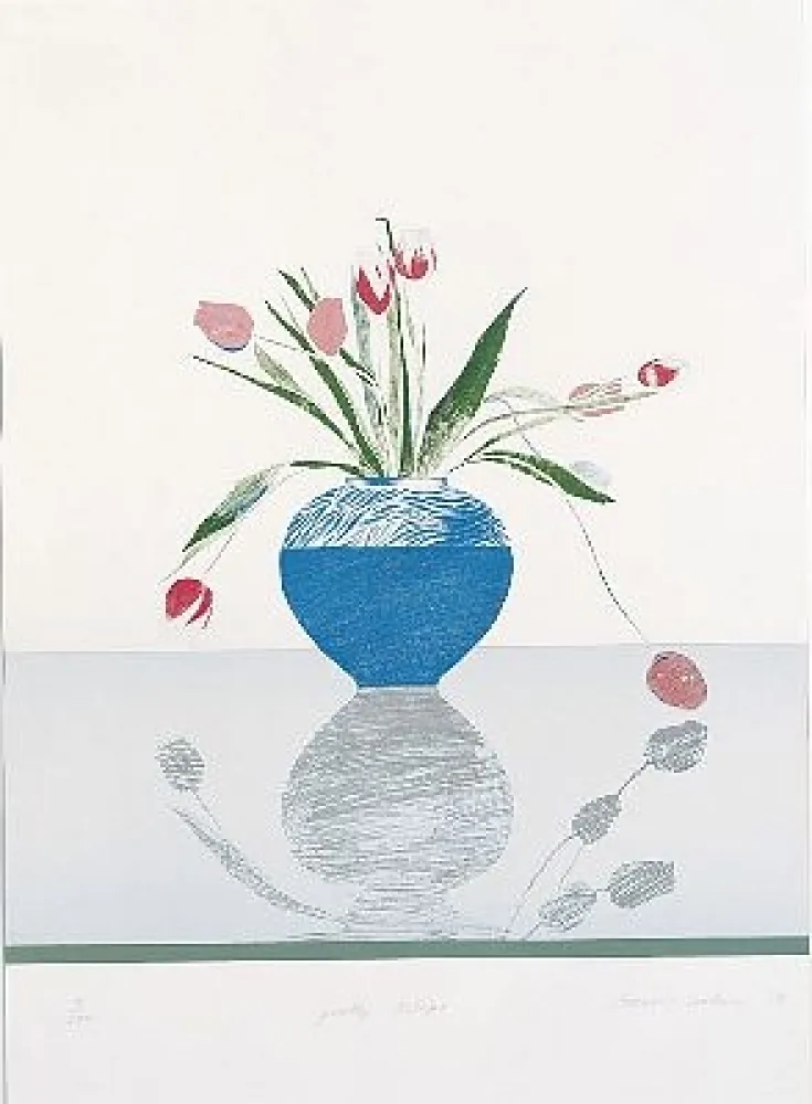 Lithograph Hockney - Pretty Tulips