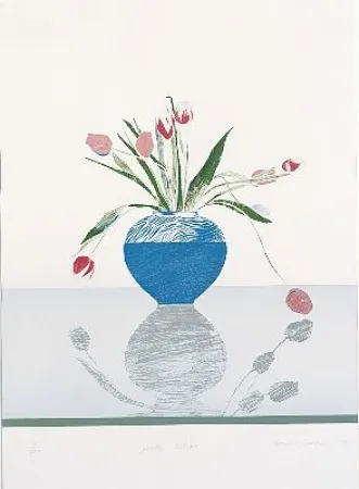 Lithograph Hockney - Pretty Tulips