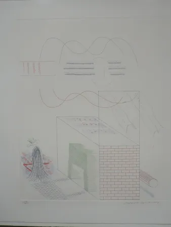 Engraving Hockney - The buzzing of the blue guitar (from the blue guitar)