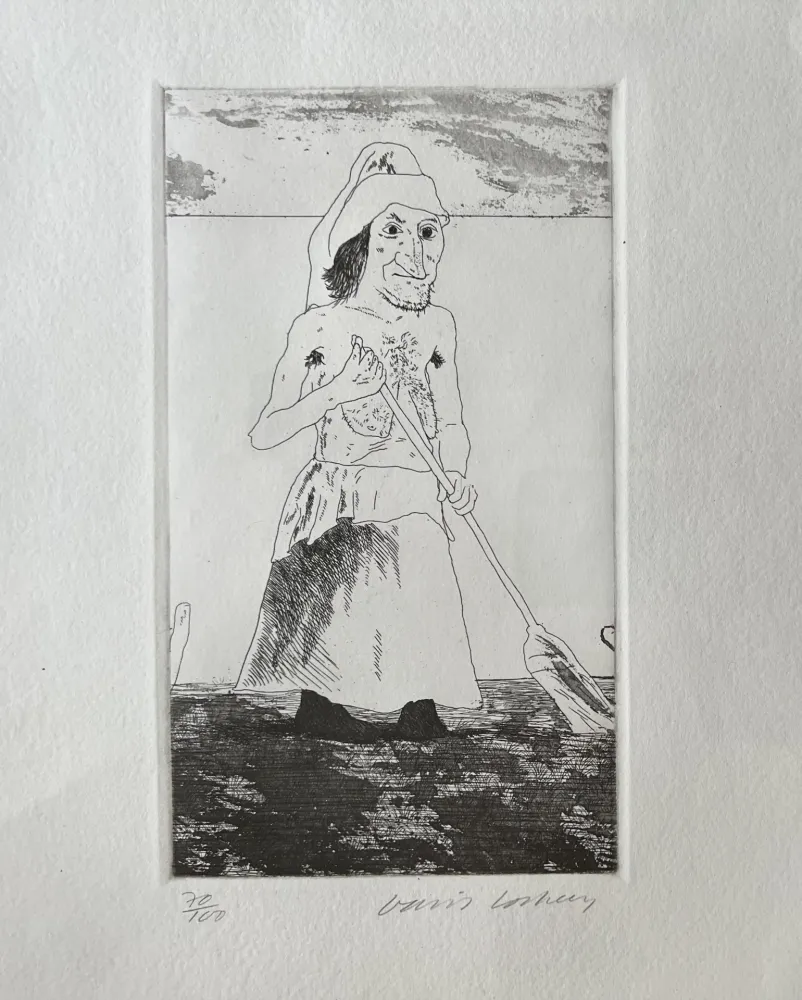 Etching Hockney - The Enchantress in her garden