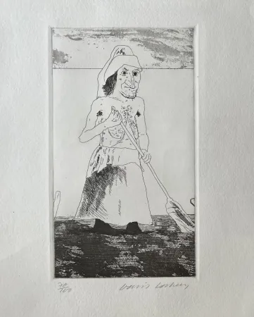 Etching Hockney - The Enchantress in her garden