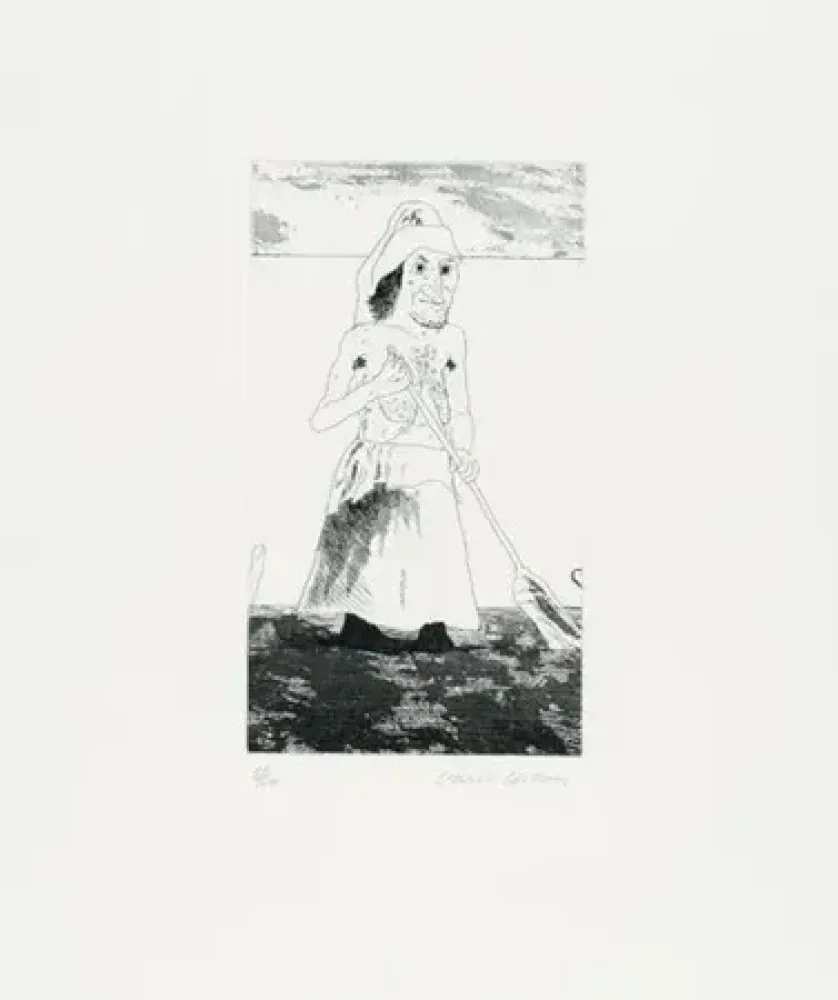 Etching Hockney - The enchantress in her garden(1969)
