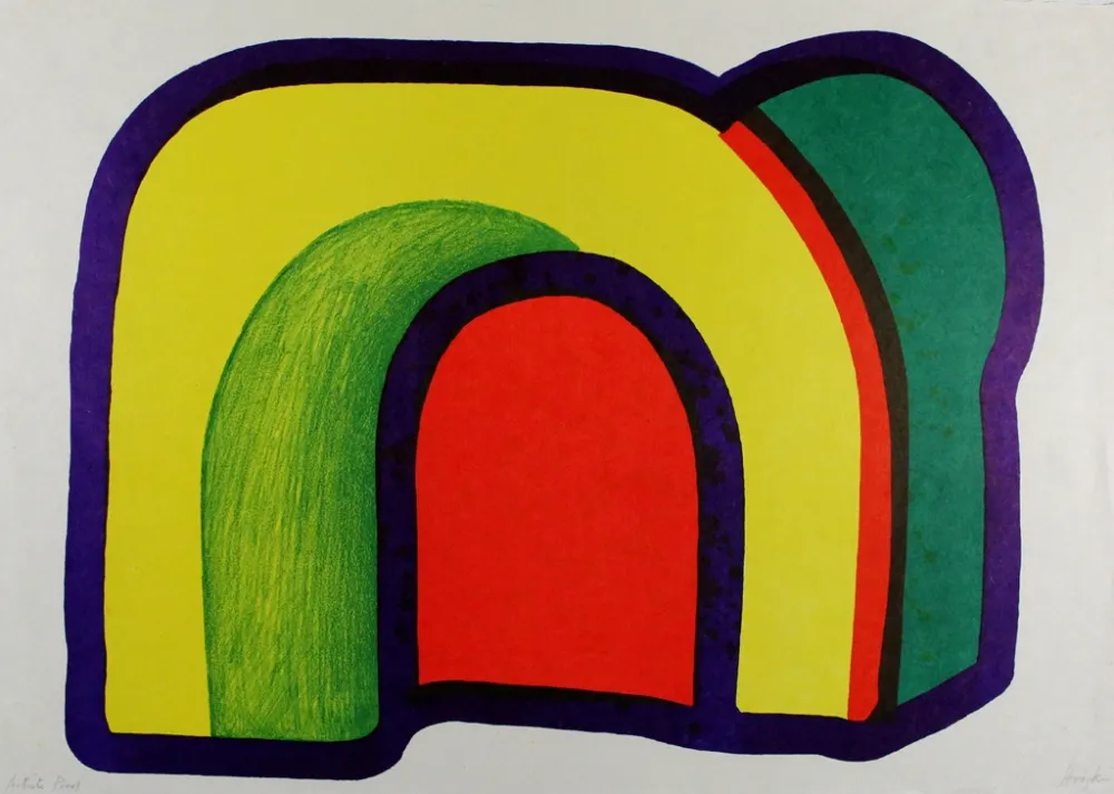 Lithograph Hodgkin - Composition with Red