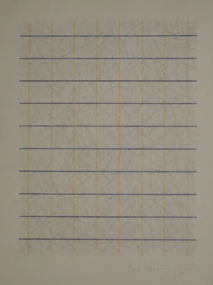 No Technical Honegger - Zeichnung in Bleistift und Rapidograph in Blau und Orange.