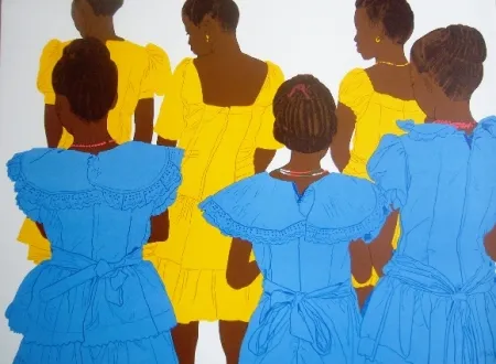 Lithograph Hoyos -  I tan bae pa pruceccion di San Basilio -1 