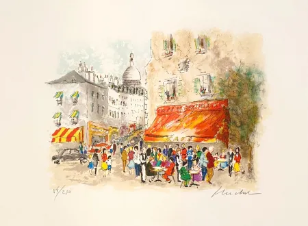 Lithograph Huchet - Café Montmartre