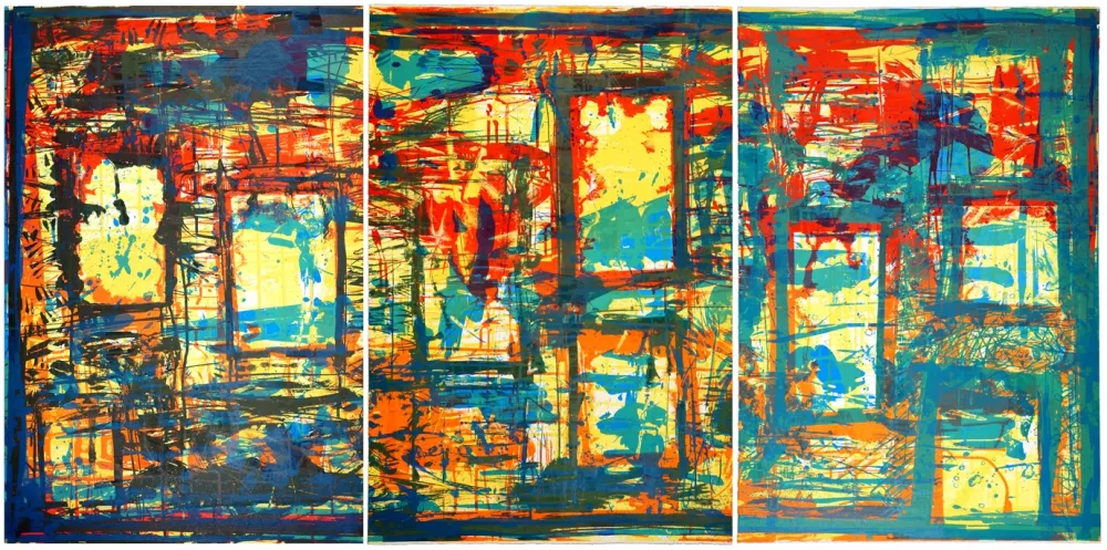 Lithograph Huftier - Fenêtre en Rajasthan