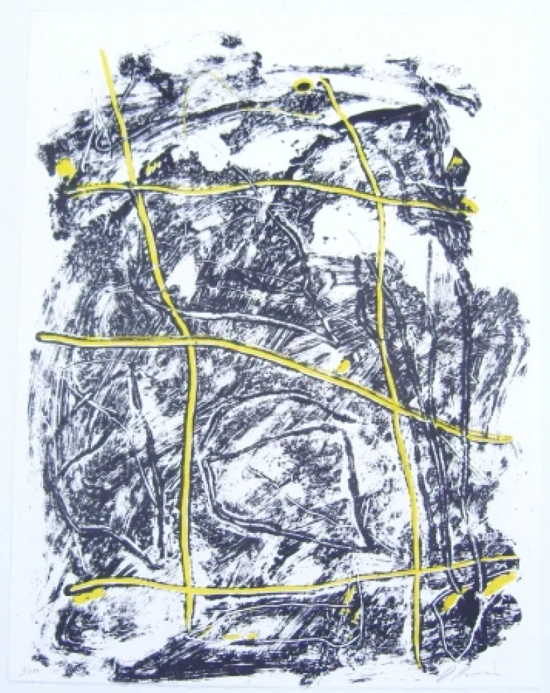 Lithograph Humair - Composition jaune et noire 2