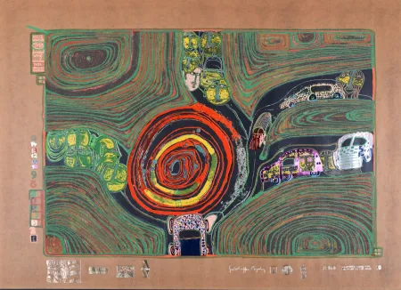 Lithograph Hundertwasser - Crusade of the crossroaders, Plate 10, 1970-72