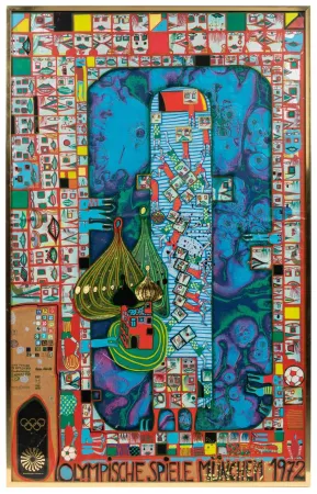 Screenprint Hundertwasser - OLympics 1972. Complete collection of 27 original lithographs/serigraphic OL Posters