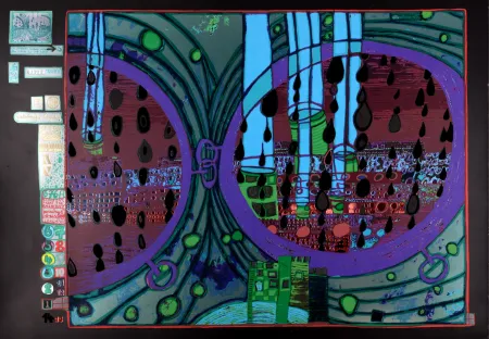 Lithograph Hundertwasser - Rainy day from the rain day, Plate 5, 1970-72