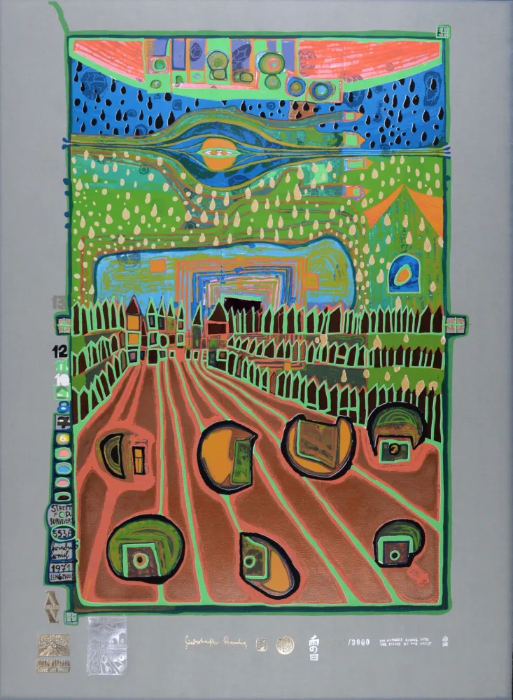 Screenprint Hundertwasser - Street for survivers, Plate 2, 1970-72